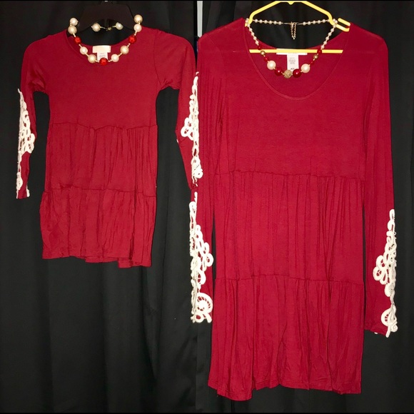 mommy and me burgundy dresses